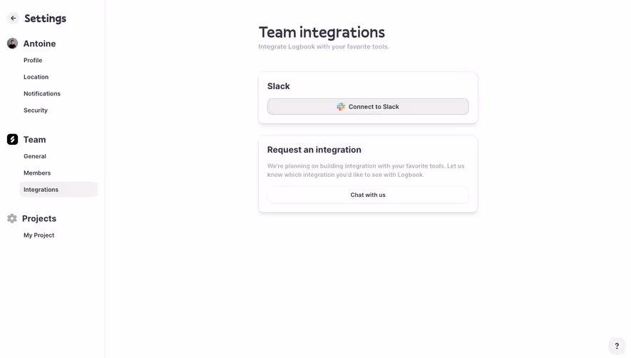 Logbook Integrations Settings