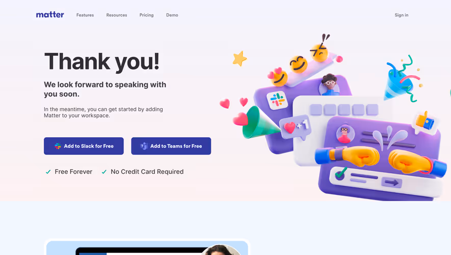 Matter Thank You Page