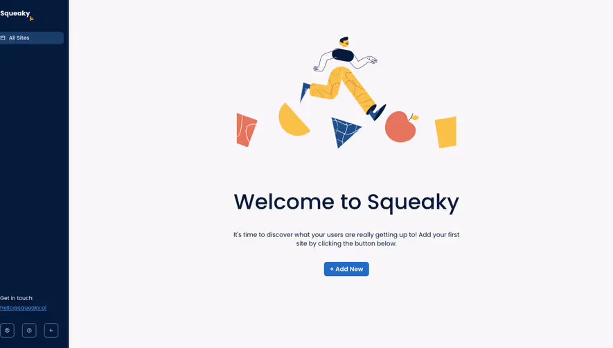 Squeaky Welcome screen
