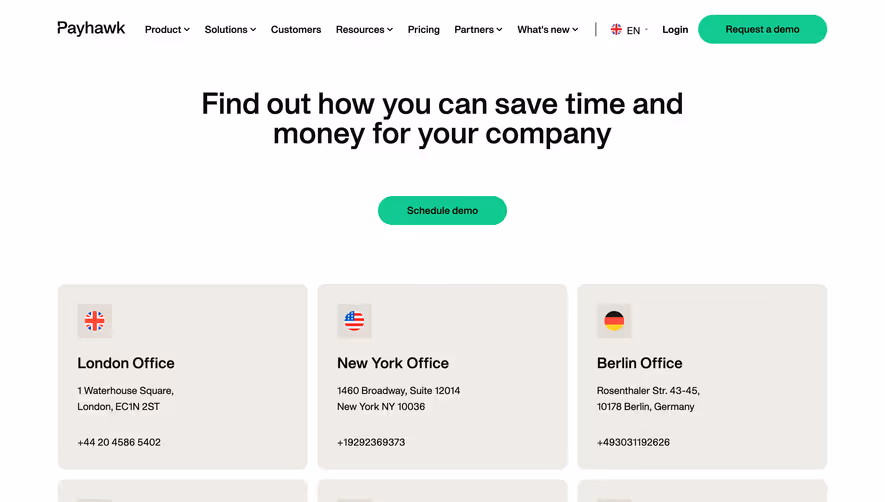 Payhawk Contact Page