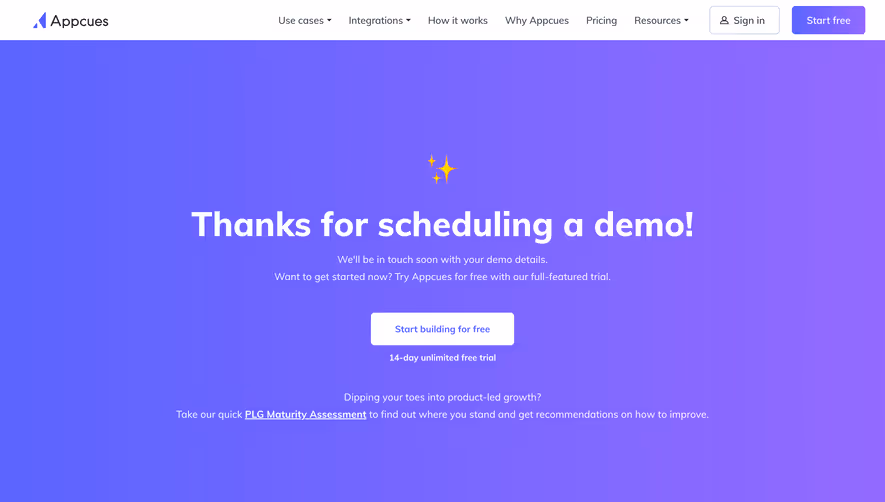 Appcues Thank You Page