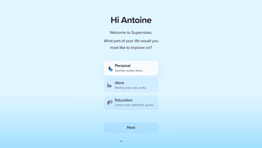 Supernotes User Onboarding