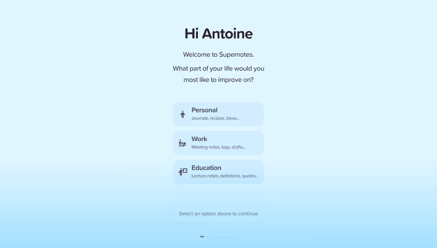 Supernotes User Onboarding