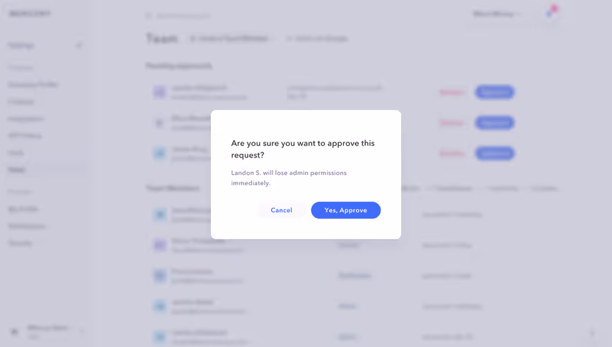 Mercury Approve Request Confirmation
