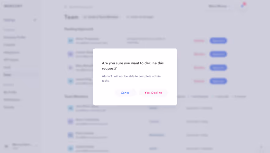 Mercury Decline Request Confirmation