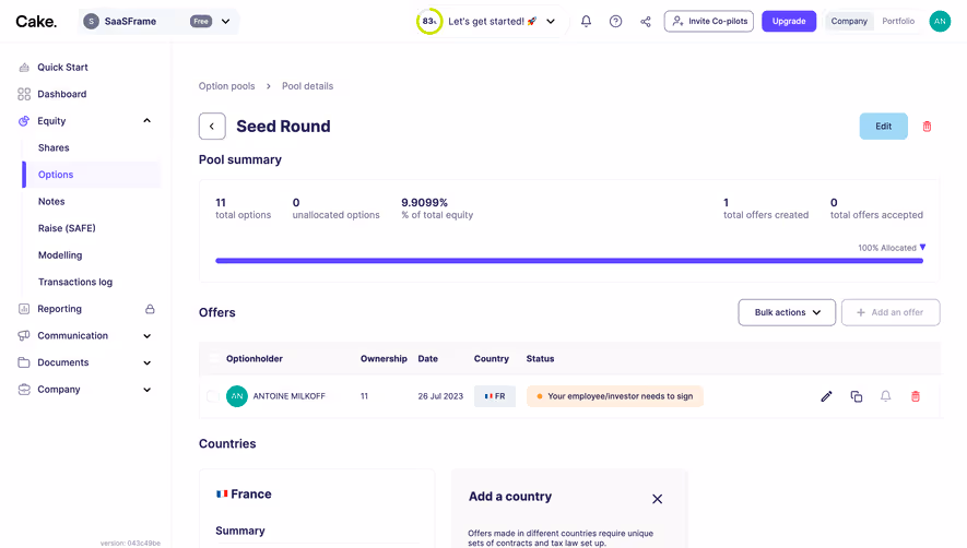 Cake Equity Option Pool Details