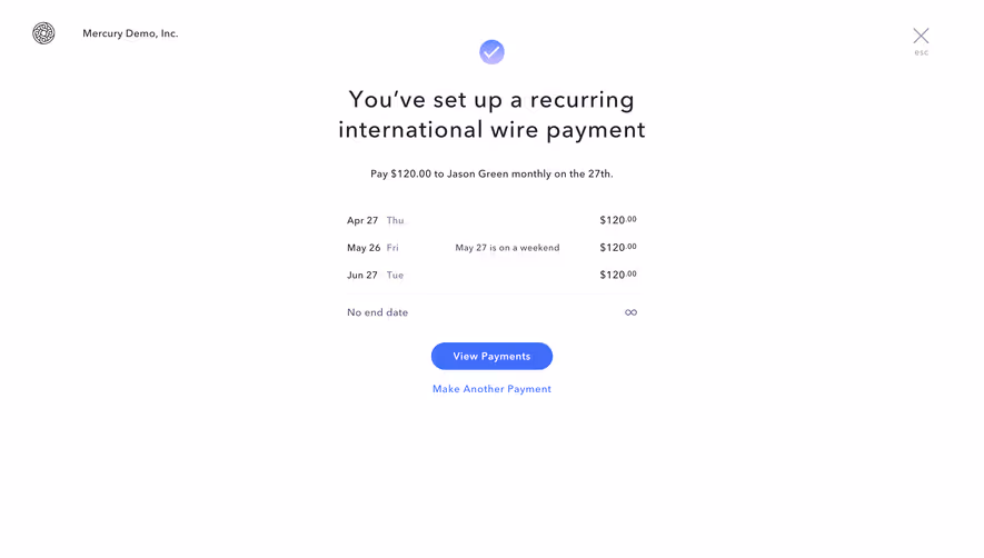 Mercury Transfer Success