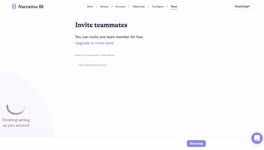 Narrative BI User Onboarding