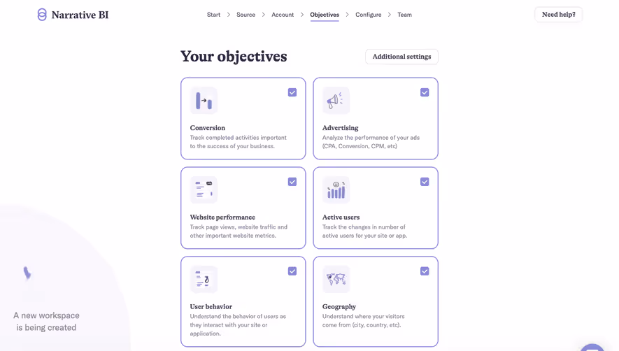 Narrative BI User Onboarding