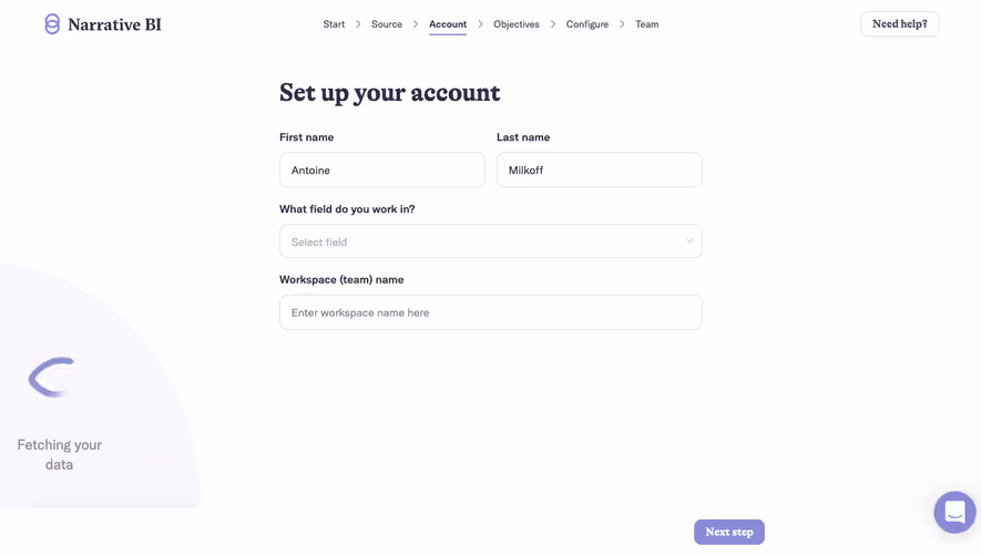 Narrative BI User Onboarding