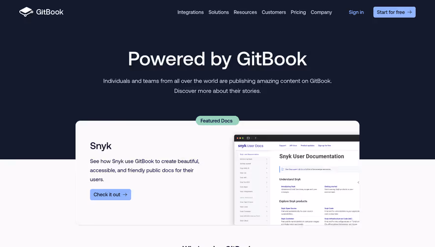GitBook Customers Page