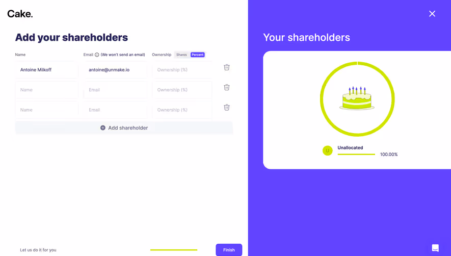 Cake Equity Account Setup