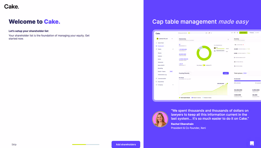 Cake Equity Account Setup