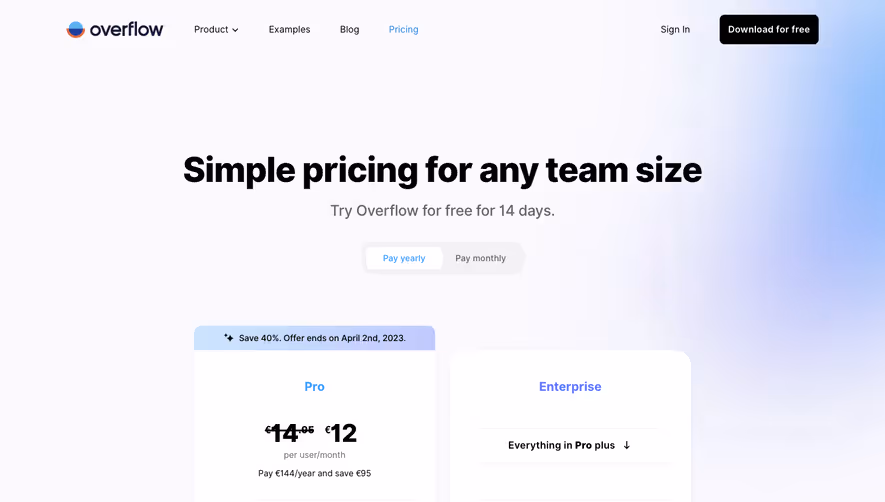 Overflow Pricing Page