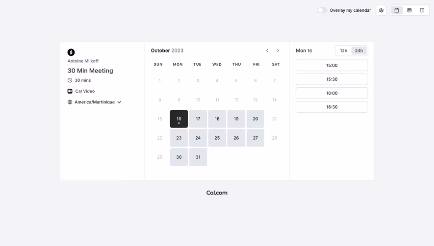 Cal.com Booking Interface