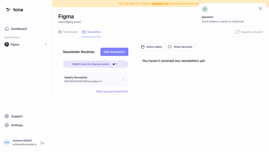 Tona Newsletter Added