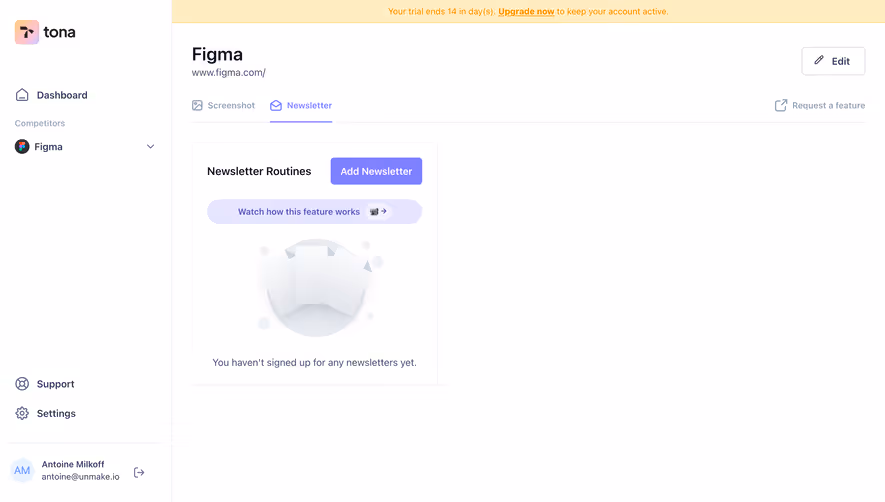Tona Newsletters Dashboard