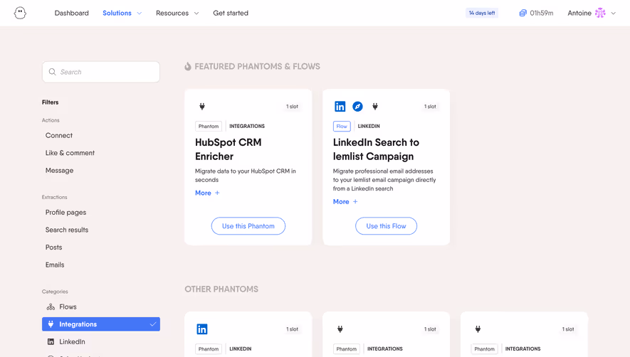 Phantombuster Integrations