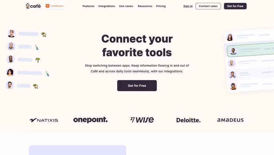 Café Integrations Page