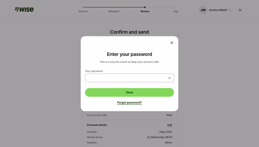Wise Enter Password