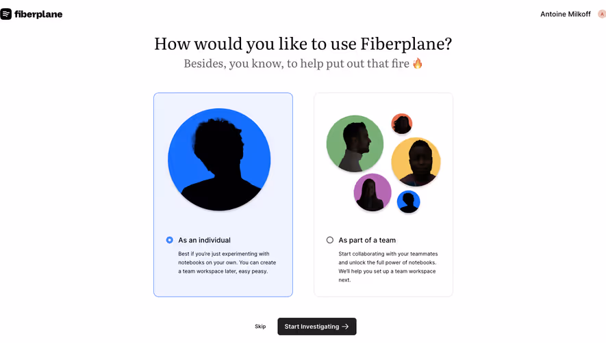 Fiberplane Sign Up Flow