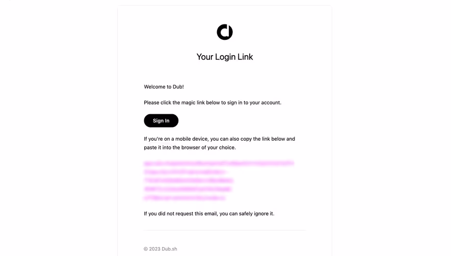 Dub Magic Link Email