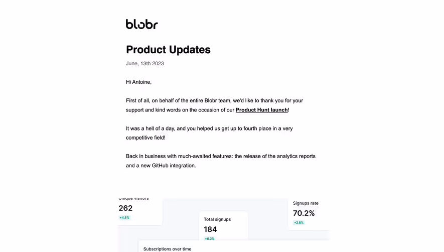 Blobr Product Update Emails