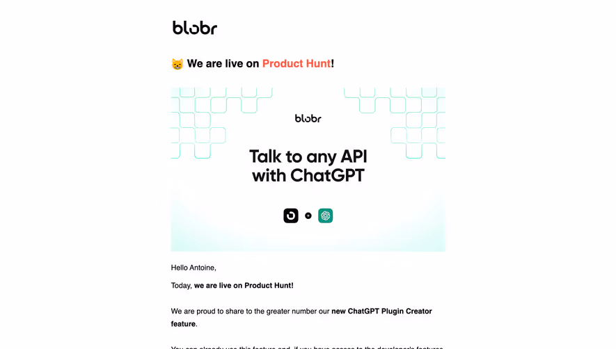 Blobr Product Hunt Emails