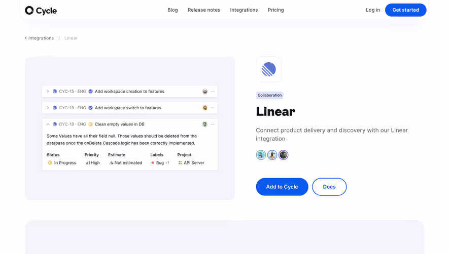 Cycle Integrations Page