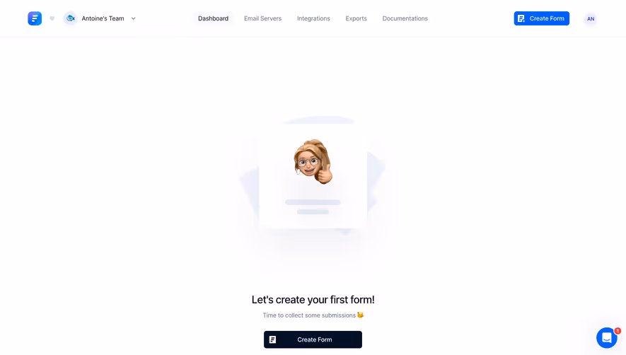 Formcarry Welcome Screen