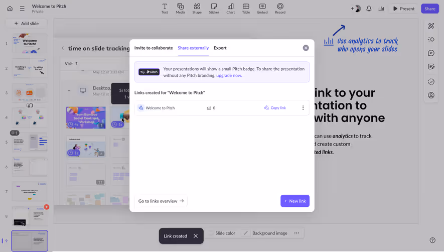 Pitch Sharing Link Created