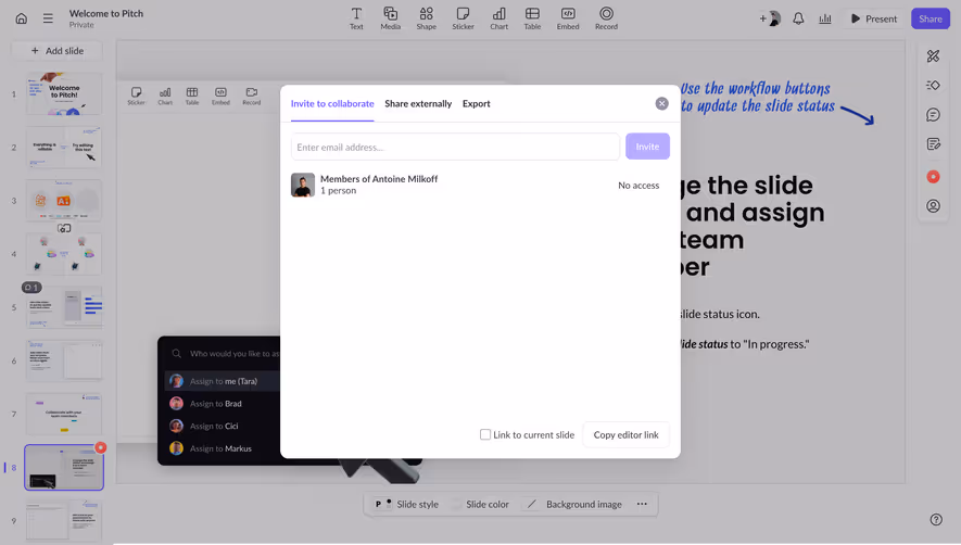 Pitch Invite Collaborators