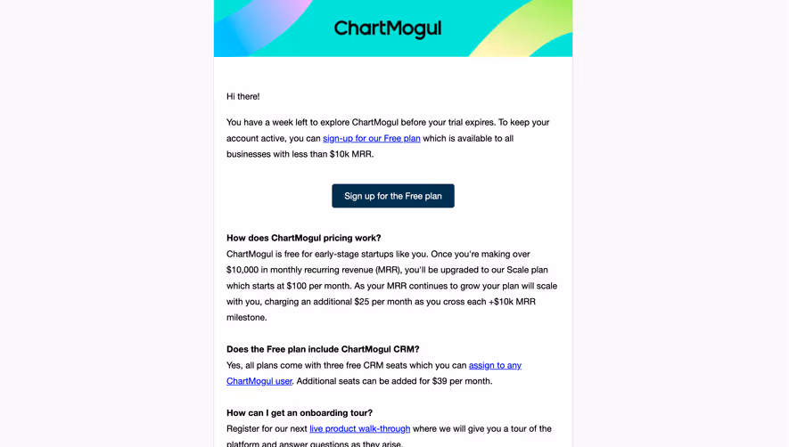 ChartMogul Free Trial Emails