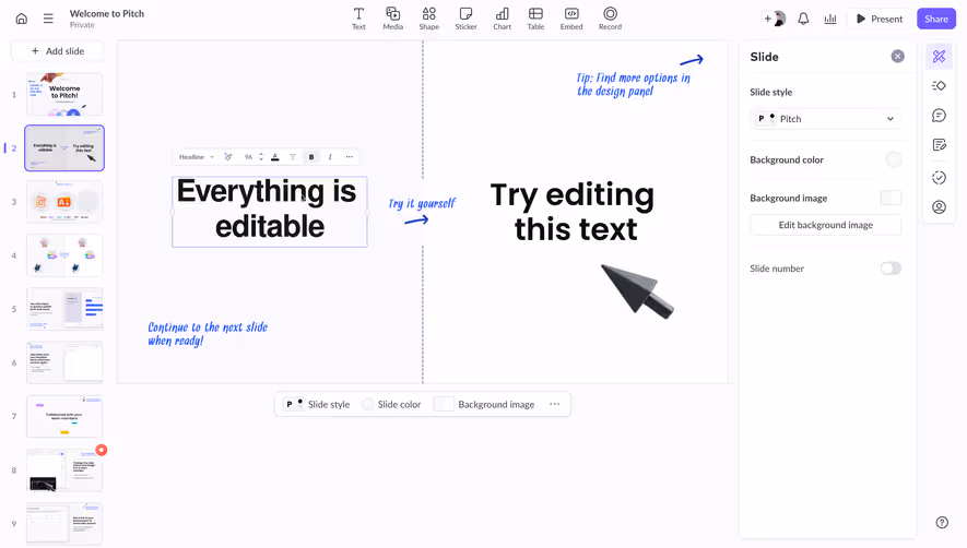Pitch Presentation Design Side Panel