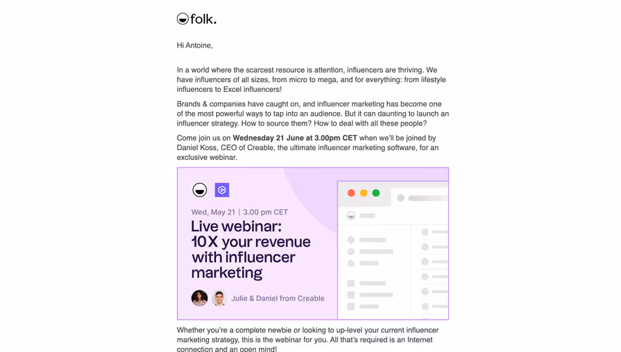 Folk Webinars Emails