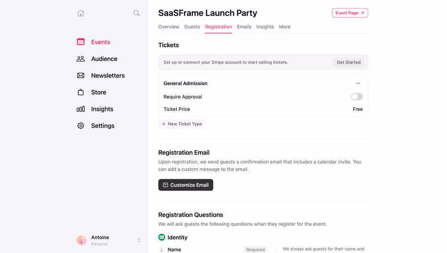 Luma Event Registrations