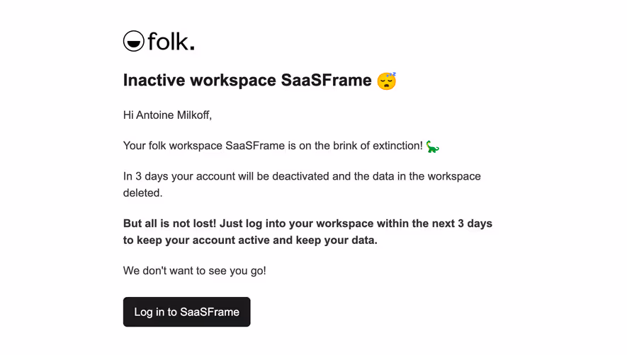 Folk Account Deletion Email