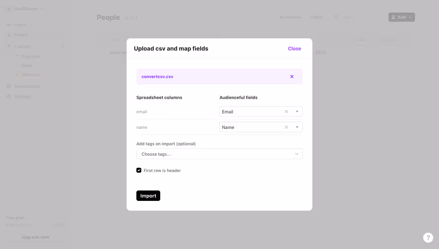 Audienceful Upload CSV File