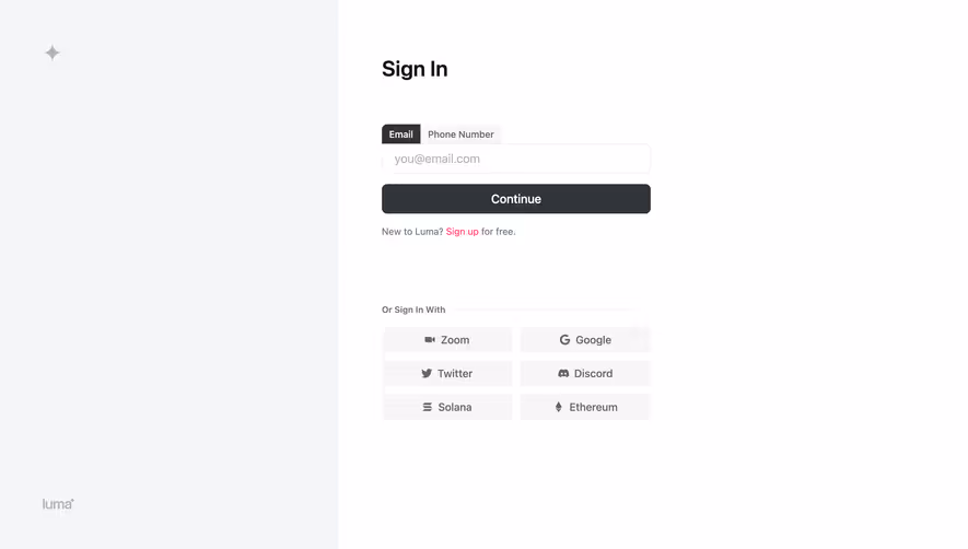 Luma Signup