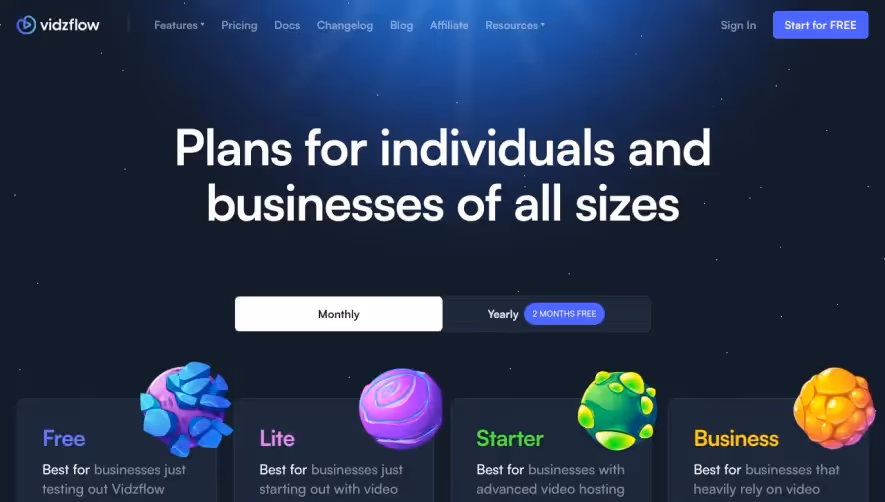 Vidzflow Pricing Page