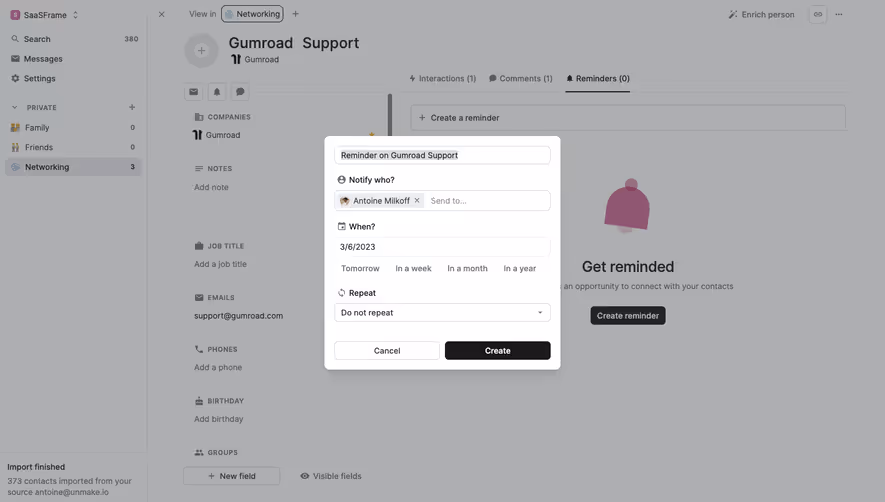 Folk Create A Reminder