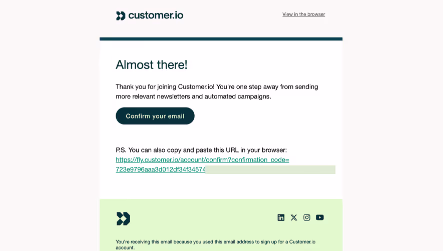 Customer.io Verification Email