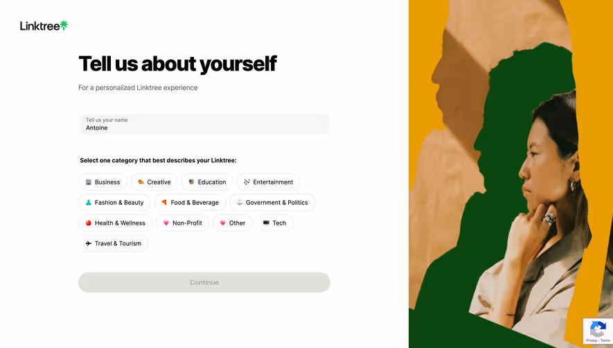 Linktree Tell Us About Yourself