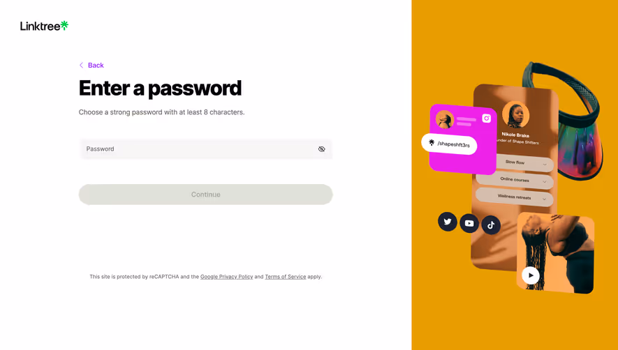 Linktree Set Password