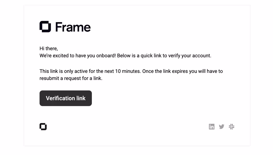 Frame Verification Email