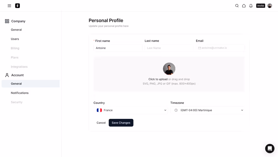 Frame Profile Settings