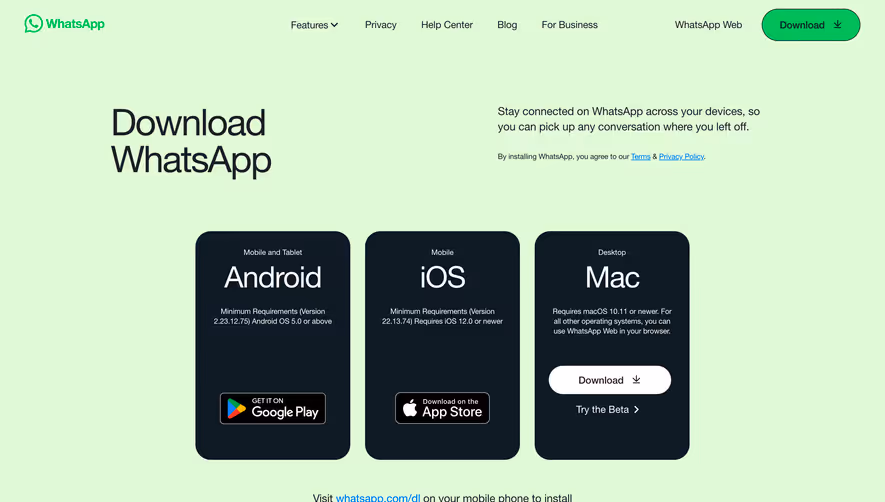 WhatsApp Download Page