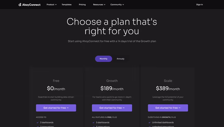 AhoyConnect Pricing Page