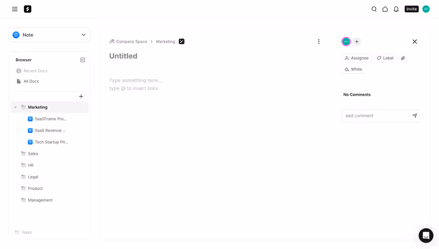 Frame New Note Text Editor
