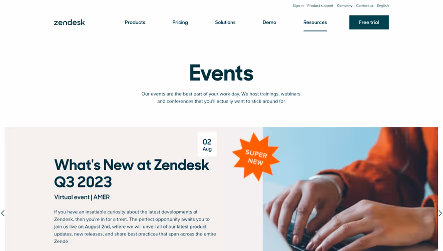 Zendesk Events Page